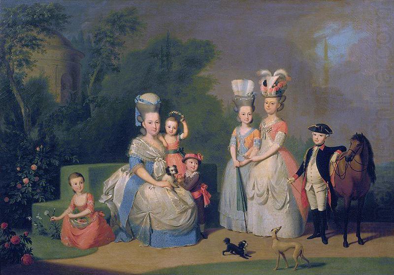 Portrait of Carolina Wilhelmina of Orange (1743-1787) and her children., unknow artist